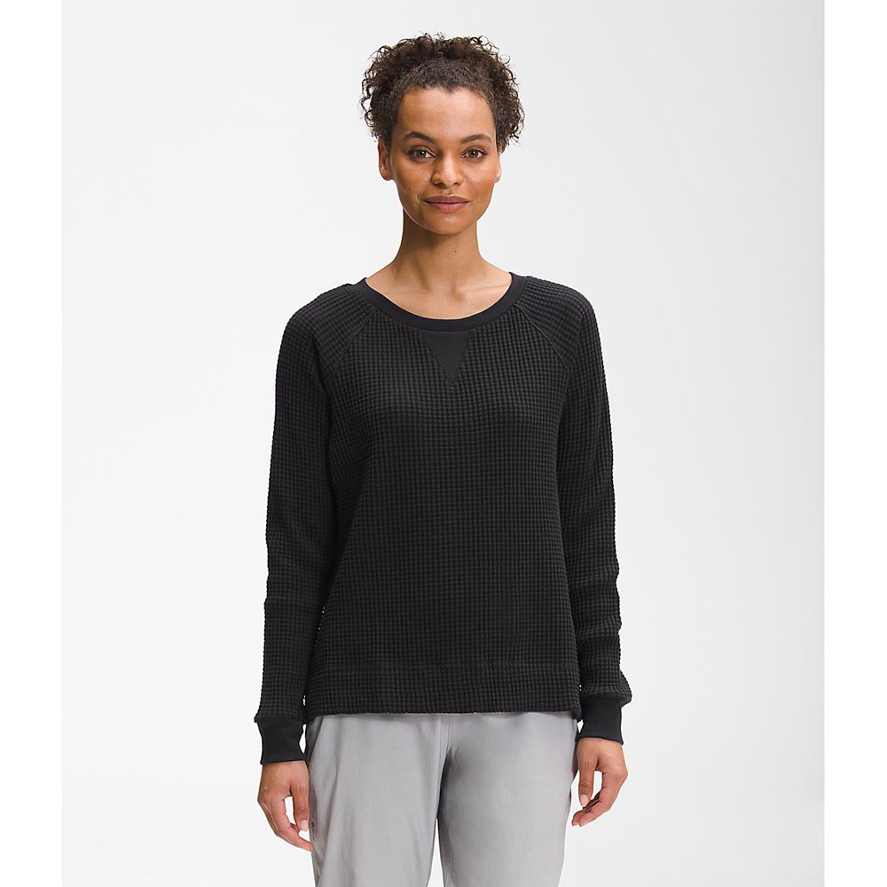 The North Face Long Sleeve Womens Australia - The North Face Chabot Crew Black (GWB-097816)